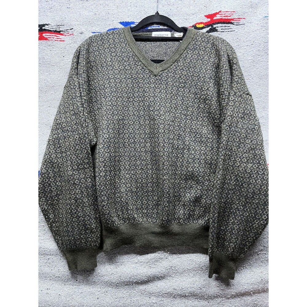Vintage 90s Mens Claiborne Knit Merino wool Sweater Medium Kurt Kobain